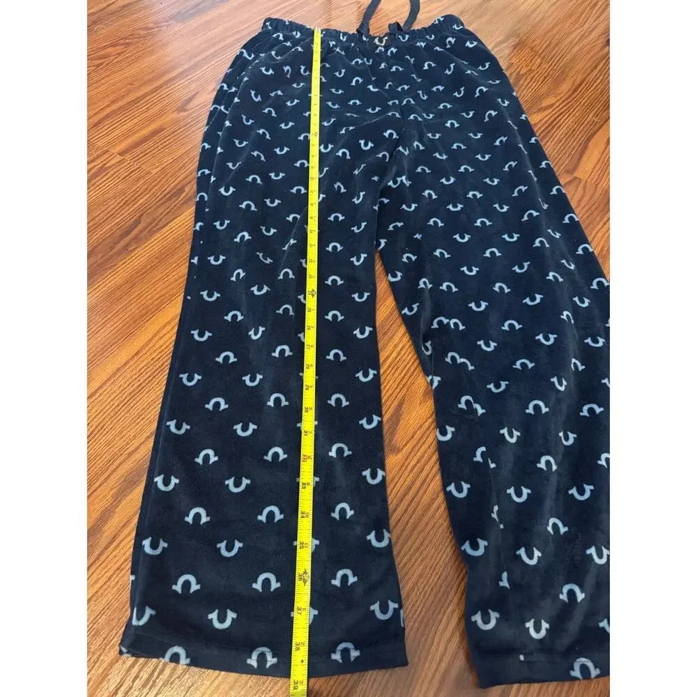 True Religion Men’s Large Blue Horseshoe Logo Fleece Pajama Lounge Pants